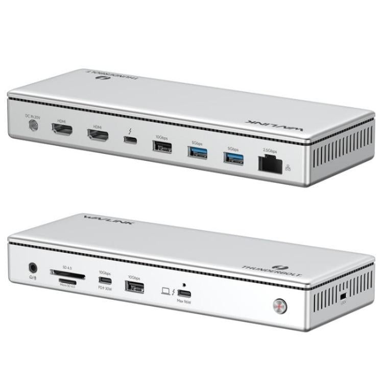 WAVLINK UTD45 96W Charging 8K / 4K Display Thunderbolt 4 Docking Station 13-in-1 Hub(UK Plug)