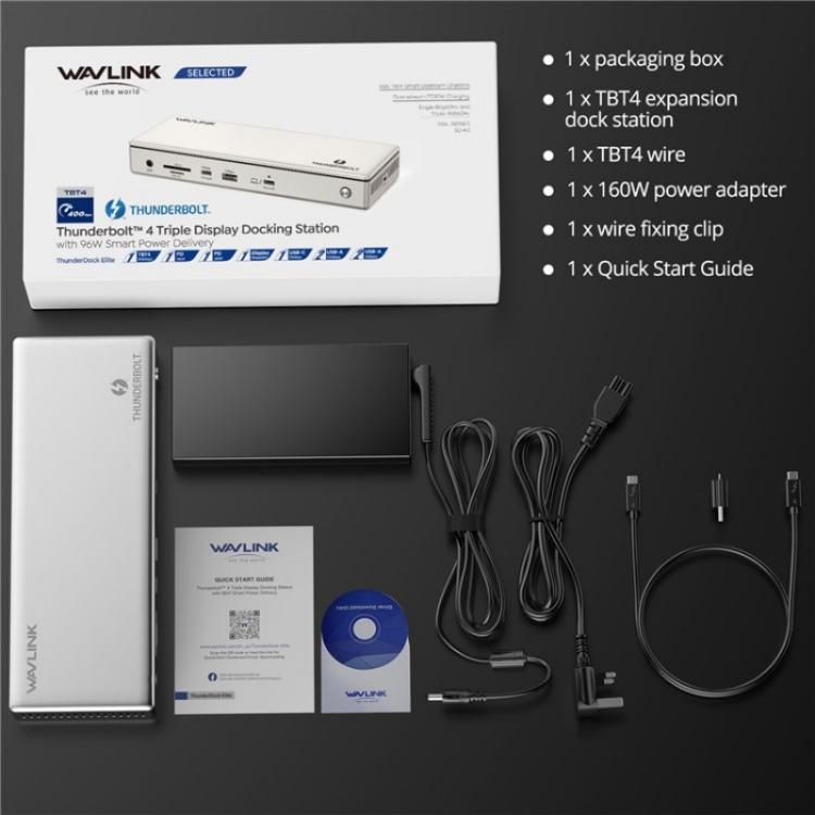 WAVLINK UTD45 96W Charging 8K / 4K Display Thunderbolt 4 Docking Station 13-in-1 Hub(US Plug)