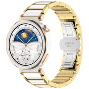 18mm Zinc Alloy Butterfly Buckle Ceramic White Metal Watch Band(Gold+White)