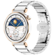 18mm Zinc Alloy Butterfly Buckle Ceramic White Metal Watch Band(Silver+White)