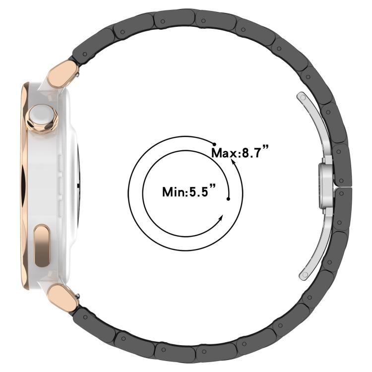 18mm Zinc Alloy Butterfly Buckle Ceramic White Metal Watch Band(Gold+White)