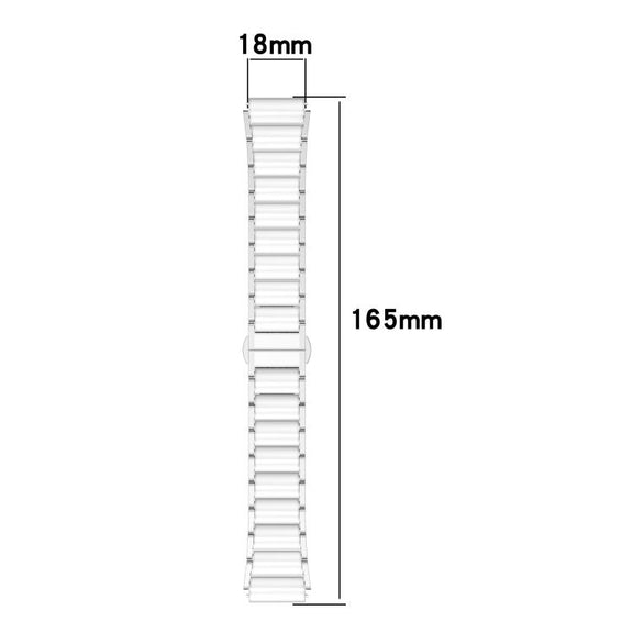18mm Zinc Alloy Butterfly Buckle Ceramic White Metal Watch Band(Silver+White)