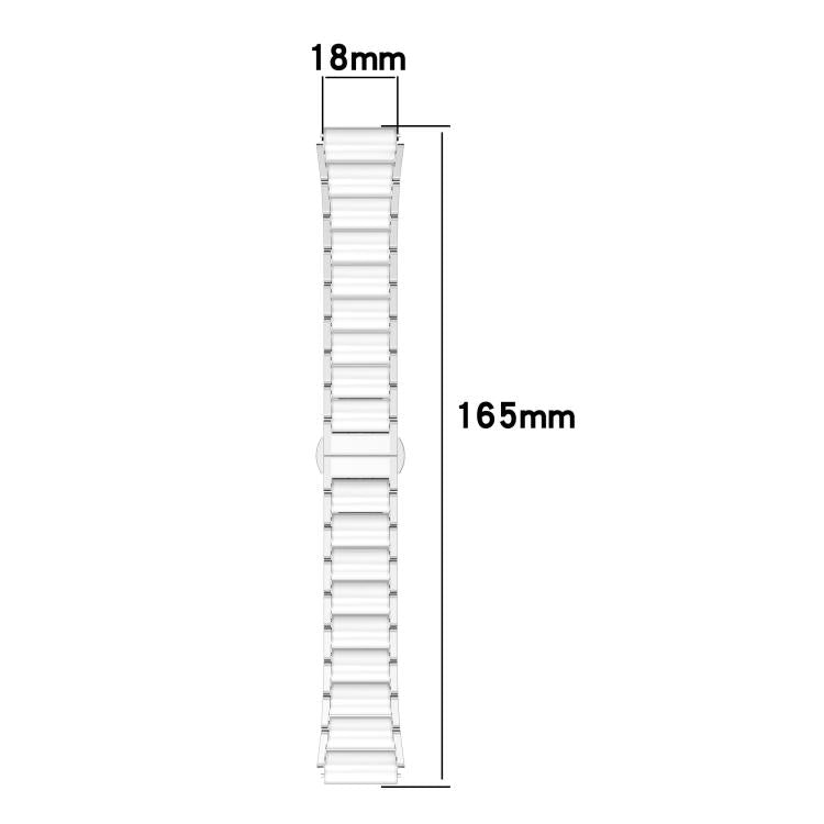 18mm Zinc Alloy Butterfly Buckle Ceramic White Metal Watch Band(Gold+White)