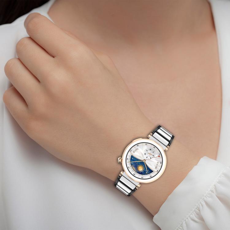 18mm Zinc Alloy Butterfly Buckle Ceramic White Metal Watch Band(Silver+White)