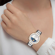 18mm Zinc Alloy Butterfly Buckle Ceramic White Metal Watch Band(Silver+White)