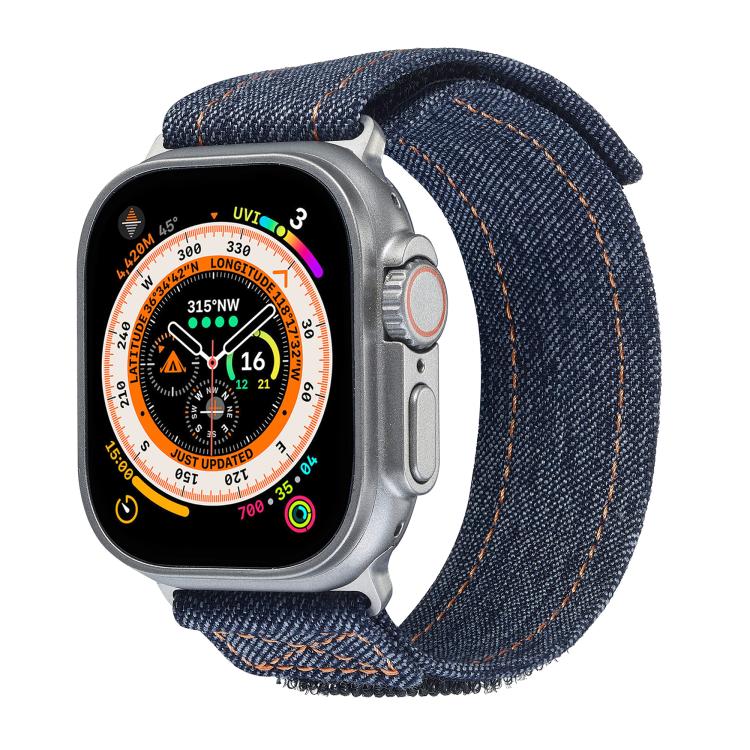 For Apple Watch 42mm / 41mm / 40mm / 38mm Kalebol Cool Denim Nylon Hook and Loop Fastener Watch Band(Gray)