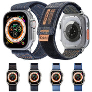 For Apple Watch 42mm / 41mm / 40mm / 38mm Kalebol Cool Denim Nylon Hook and Loop Fastener Watch Band(Gray)