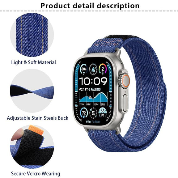For Apple Watch 42mm / 41mm / 40mm / 38mm Kalebol Cool Denim Nylon Hook and Loop Fastener Watch Band(Gray)