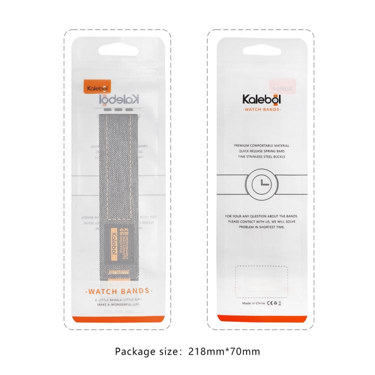 For Apple Watch 42mm / 41mm / 40mm / 38mm Kalebol Cool Denim Nylon Hook and Loop Fastener Watch Band(Blue)