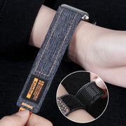 For Apple Watch 42mm / 41mm / 40mm / 38mm Kalebol Cool Denim Nylon Hook and Loop Fastener Watch Band(Dark Blue)