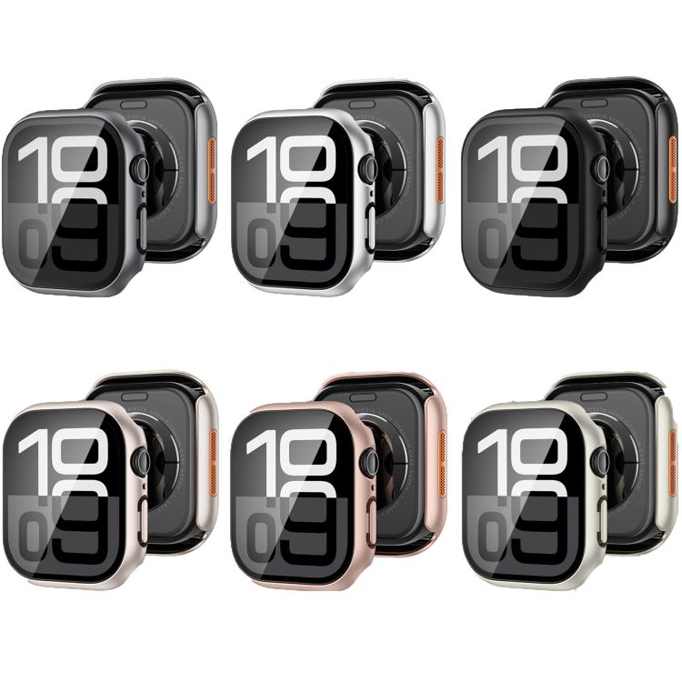 For Apple Watch Series 10 42mm Tempered Film Integrated PC Watch Protective Case(Original Machine Black)