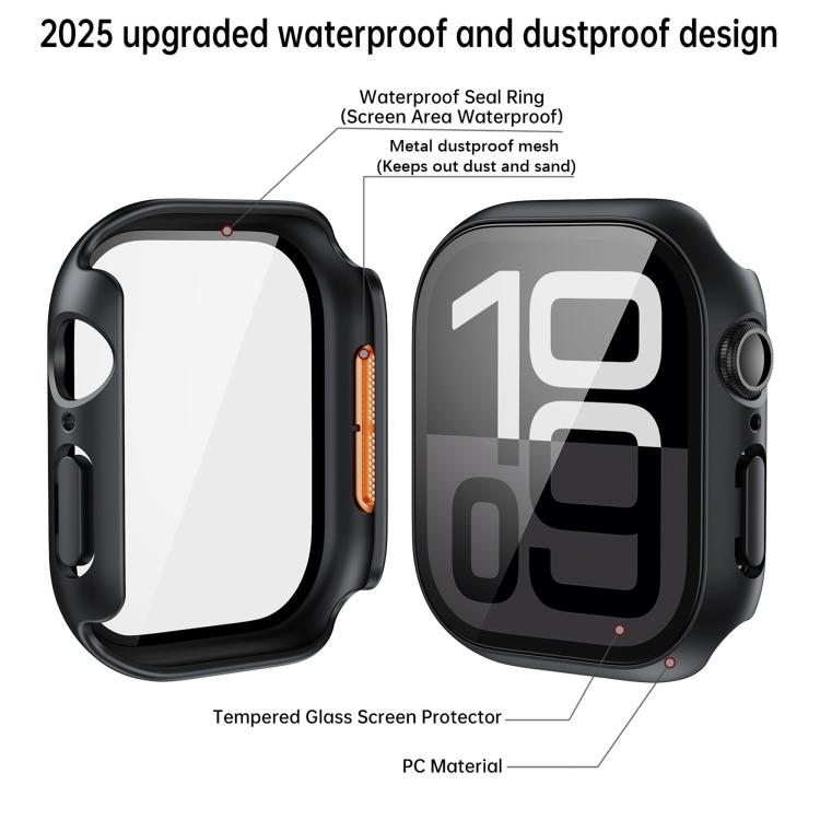 For Apple Watch Series 10 42mm Tempered Film Integrated PC Watch Protective Case(Original Machine Black)
