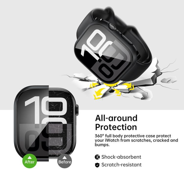For Apple Watch Series 10 42mm Tempered Film Integrated PC Watch Protective Case(Original Machine Black)
