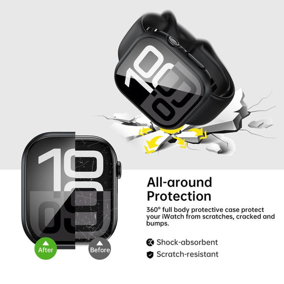 For Apple Watch Series 10 46mm Tempered Film Integrated PC Watch Protective Case(Original Machine Black)