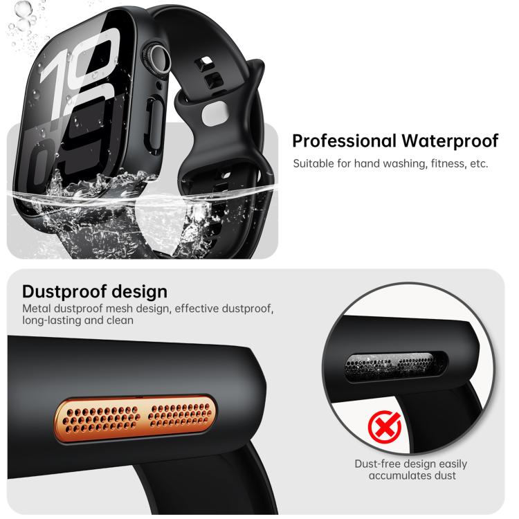 For Apple Watch Series 10 46mm Tempered Film Integrated PC Watch Protective Case(Original Machine Black)