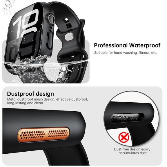 For Apple Watch Series 10 46mm Tempered Film Integrated PC Watch Protective Case(Original Machine Black)