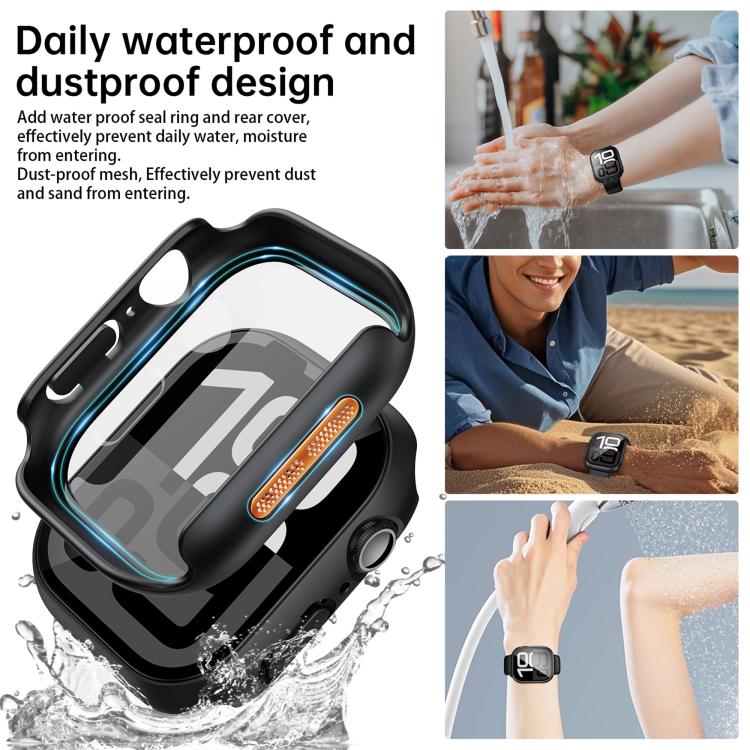 For Apple Watch Series 10 46mm Tempered Film Integrated PC Watch Protective Case(Original Machine Black)