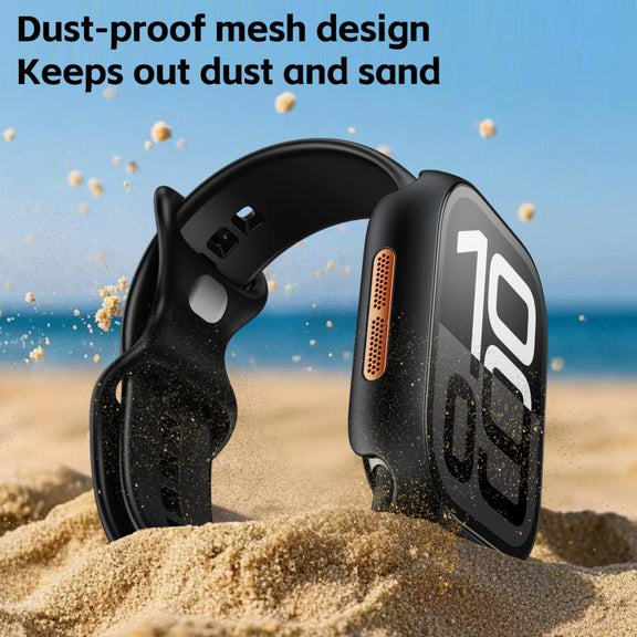 For Apple Watch SE / Series 44mm Tempered Film Integrated PC Watch Protective Case(Original Machine Black)