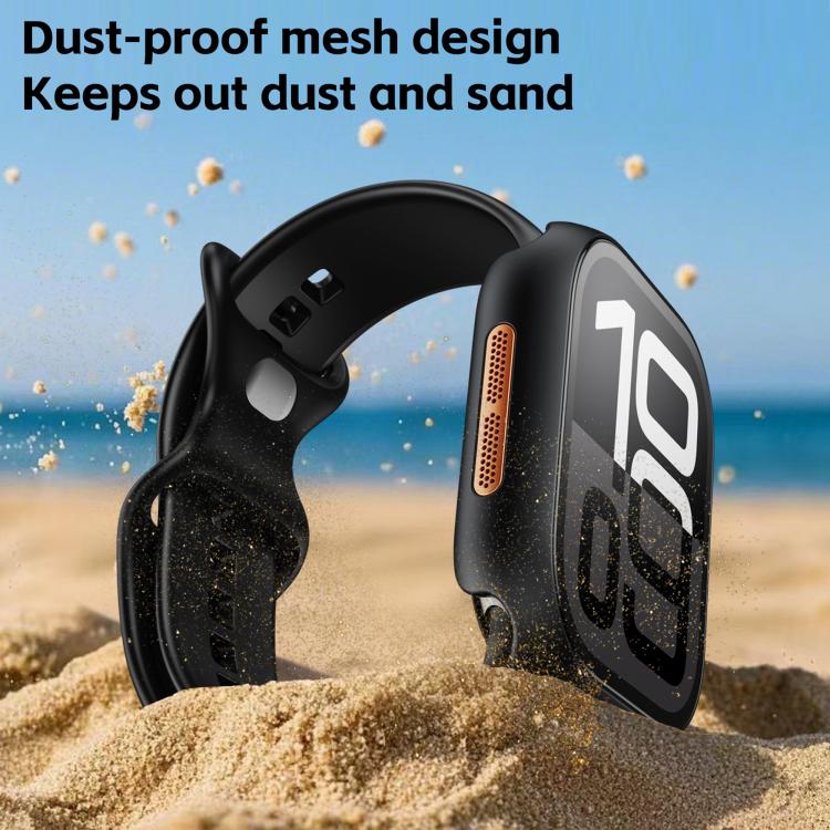 For Apple Watch Series 41mm Tempered Film Integrated PC Watch Protective Case(Original Machine Black)
