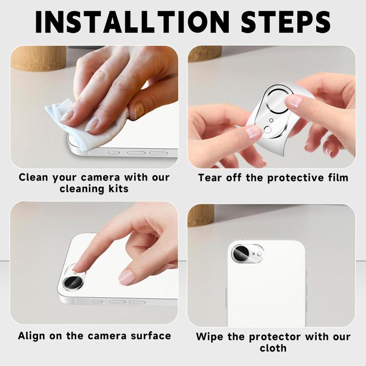 For iPhone 16e Kalebol Transparent One Piece Lens Protection Film