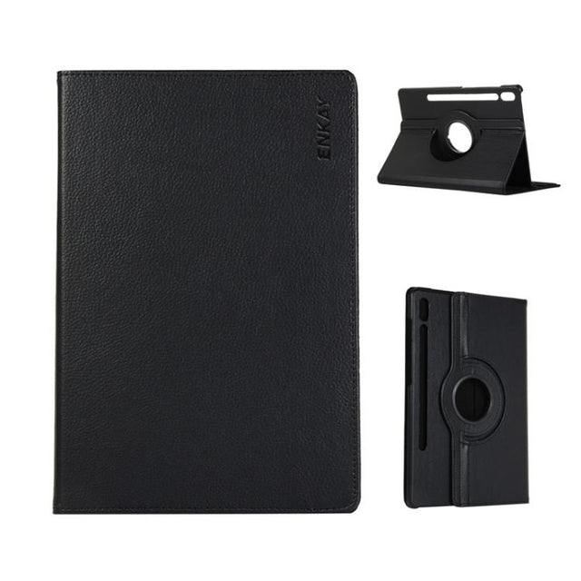 For Samsung Galaxy Tab S10 FE / S9 FE / S9 ENKAY 360 Degree Rotation Litchi Leather Smart Tablet Case(Black)