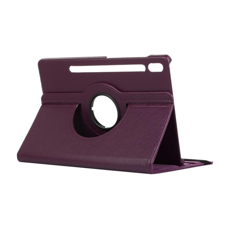 For Samsung Galaxy Tab S10 FE / S9 FE / S9 ENKAY 360 Degree Rotation Litchi Leather Smart Tablet Case(Dark Purple)