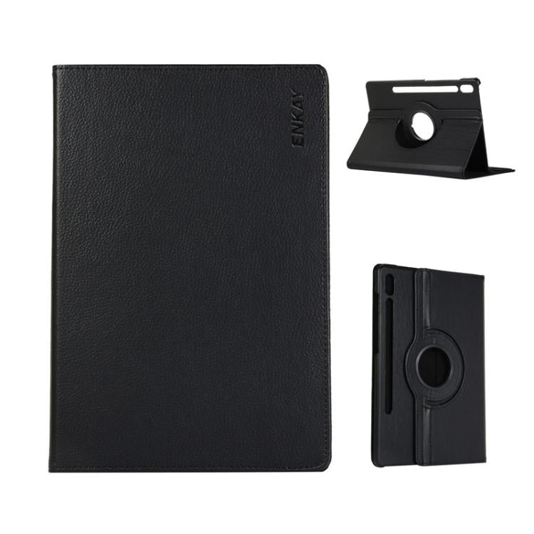 For Samsung Galaxy Tab S10+ / S9 FE+ / S9+ ENKAY 360 Degree Rotation Litchi Leather Smart Tablet Case(Black)