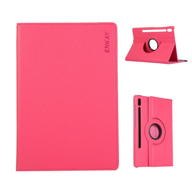 For Samsung Galaxy Tab S10+ / S9 FE+ / S9+ ENKAY 360 Degree Rotation Litchi Leather Smart Tablet Case(Rose Red)