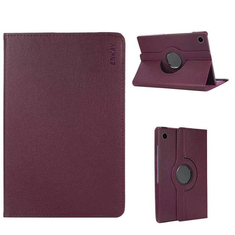 For Samsung Galaxy Tab A9+ 11.0 ENKAY 360 Degree Rotation Litchi Leather Smart Tablet Case(Dark Purple)