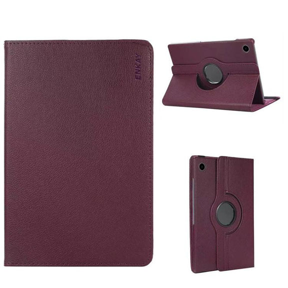 For Samsung Galaxy Tab A9+ 11.0 ENKAY 360 Degree Rotation Litchi Leather Smart Tablet Case(Dark Purple)