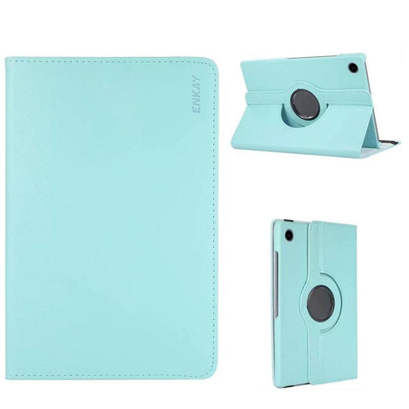 For Samsung Galaxy Tab A9 8.7 ENKAY 360 Degree Rotation Litchi Leather Smart Tablet Case(Light Blue)