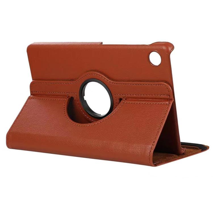 For Samsung Galaxy Tab A9 8.7 ENKAY 360 Degree Rotation Litchi Leather Smart Tablet Case(Brown)