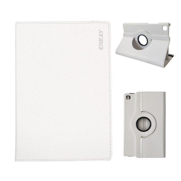 For Samsung Galaxy Tab A7 Lite 8.7 ENKAY 360 Degree Rotation Litchi Leather Smart Tablet Case(White)