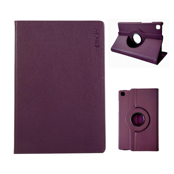 For Samsung Galaxy Tab A7 Lite 8.7 ENKAY 360 Degree Rotation Litchi Leather Smart Tablet Case(Dark Purple)