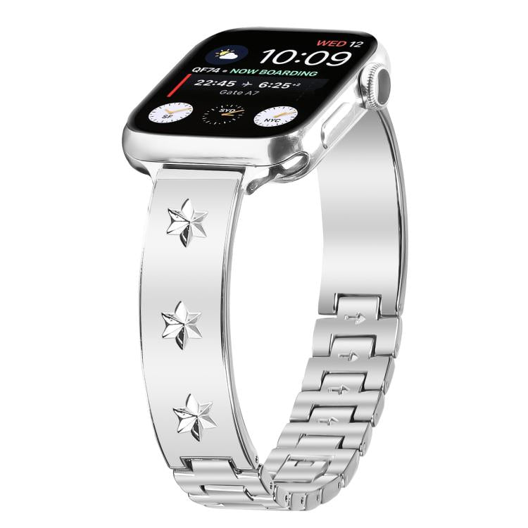 For Apple Watch 46mm / 49mm / 45mm / 44mm Snowflake Petals Bracelet Metal Watch Band(Silver)