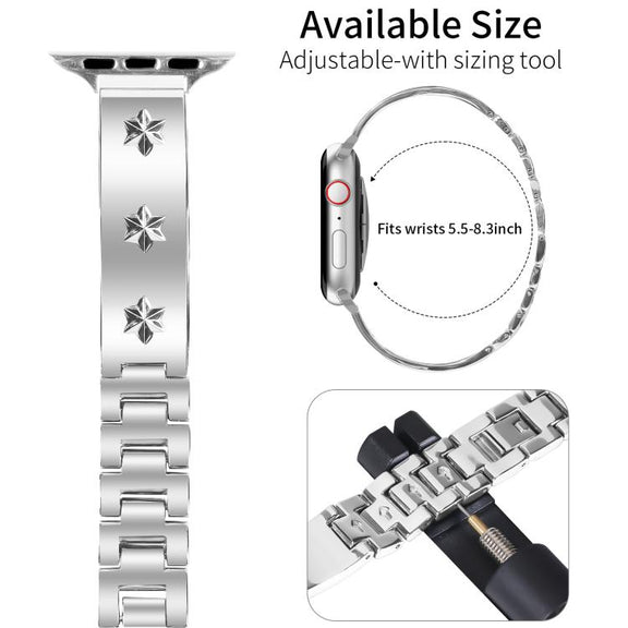 For Apple Watch 46mm / 49mm / 45mm / 44mm Snowflake Petals Bracelet Metal Watch Band(Silver)