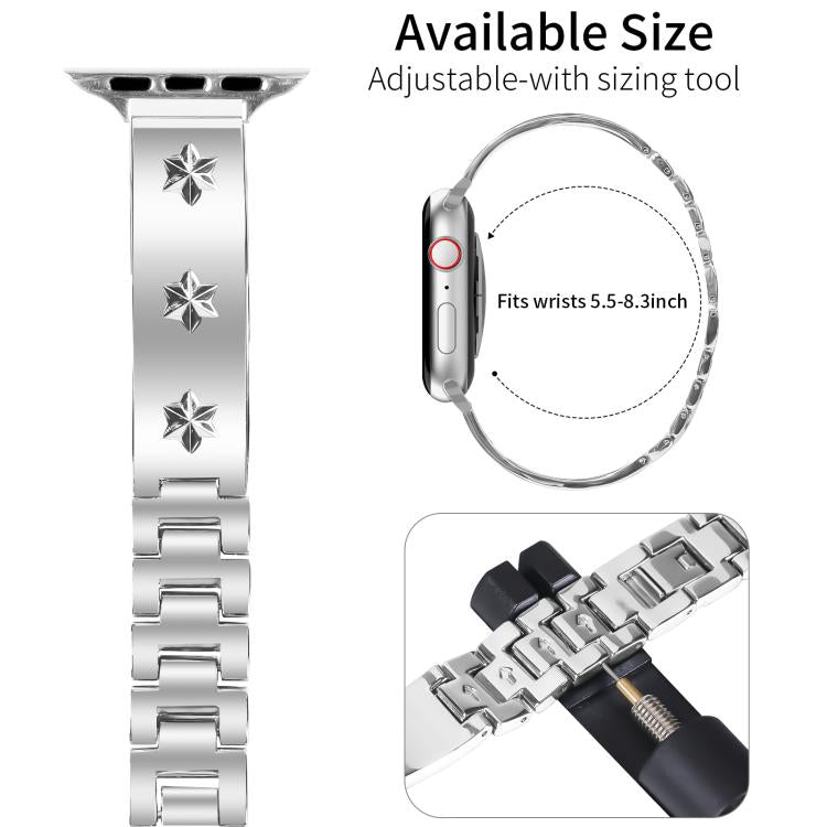 For Apple Watch 46mm / 49mm / 45mm / 44mm Snowflake Petals Bracelet Metal Watch Band(Silver)