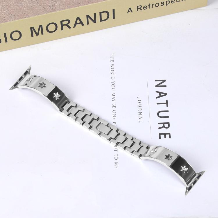 For Apple Watch 46mm / 49mm / 45mm / 44mm Snowflake Petals Bracelet Metal Watch Band(Silver)