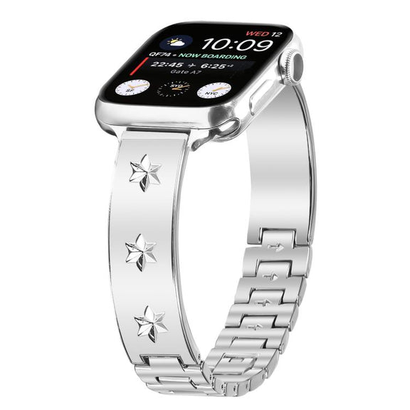 For Apple Watch 46mm / 49mm / 45mm / 44mm Snowflake Petals Bracelet Metal Watch Band(Silver)