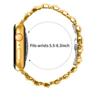For Apple Watch 42mm / 41mm / 40mm / 38mm Small Square Diamonds Butterfly Buckle Watch Band(Gold)