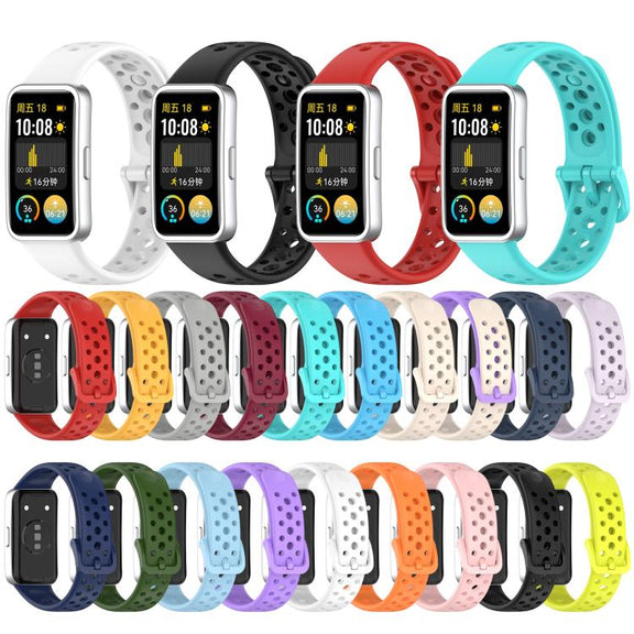 For Huawei Band 10 / 9 / 8 Metal Head Round Hole Nail Button Silicone Watch Band(Original Blue)