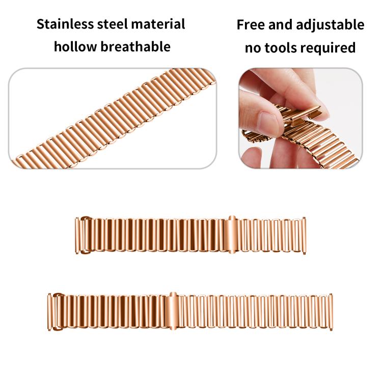 18mm Loop Slingshot Buckle Stainless Steel Watch Band(Rose Gold)