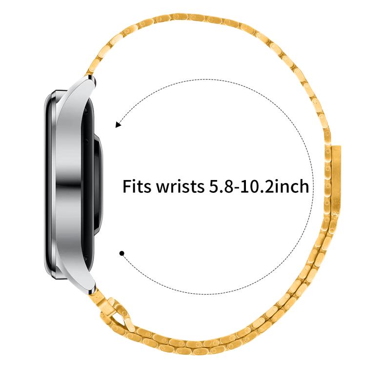 22mm Nine-beads Magnetic Buckle Stainless Steel Watch Band(Gold)