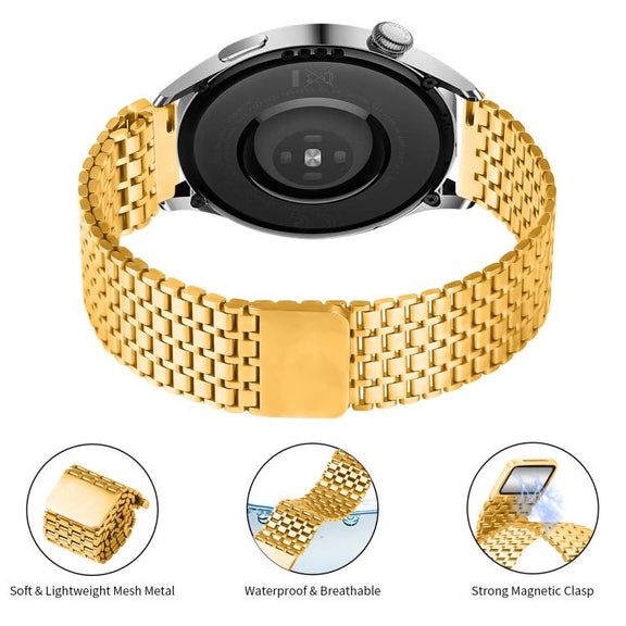 22mm Nine-beads Magnetic Buckle Stainless Steel Watch Band(Gold)