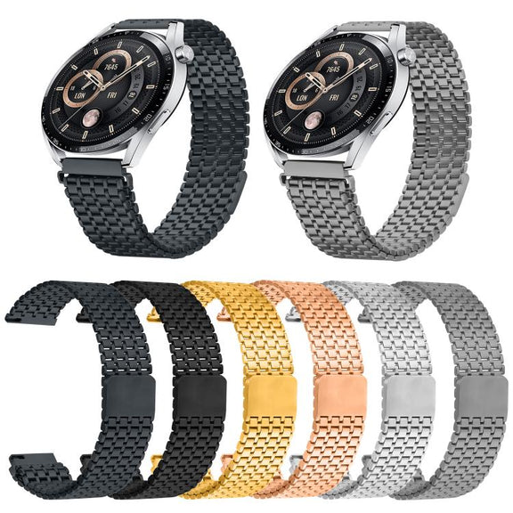 22mm Nine-beads Magnetic Buckle Stainless Steel Watch Band(Rose Gold)