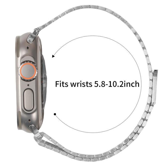 For Apple Watch 42mm / 41mm / 40mm / 38mm Nine-Bead Magnetic Loop Steel Watch Band(Silver)