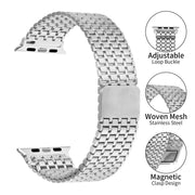 For Apple Watch 46mm / 49mm / 45mm / 44mm Nine-Bead Magnetic Loop Steel Watch Band(Silver)