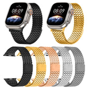 For Apple Watch 46mm / 49mm / 45mm / 44mm Nine-Bead Magnetic Loop Steel Watch Band(Silver)