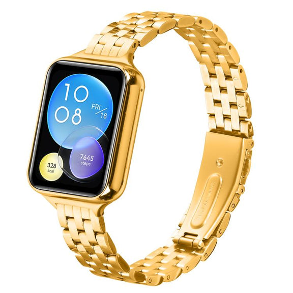 For Xiaomi Mi Band 8 Pro Five Beads Slingshot Buckle Steel Watch Band(Gold)
