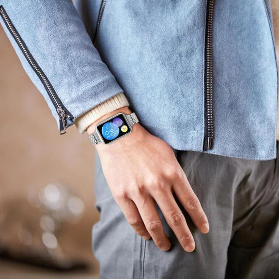 For Xiaomi Mi Band 8 Pro Five Beads Slingshot Buckle Steel Watch Band(Silver)